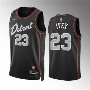 Men's Detroit Pistons #23 Jaden Ivey Black 2023-24 City Edition Stitched Basketball Jersey ONQL