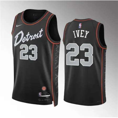 Men's Detroit Pistons #23 Jaden Ivey Black 2023-24 City Edition Stitched Basketball Jersey ONQL