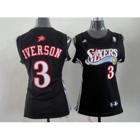 Women's Philadelphia 76ers #3 Allen Iverson Black Alternate NBA Jersey