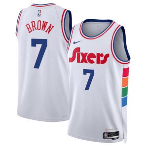 Youth Philadelphia 76ers #7 Jaylen Brown White Swingman City Edition Jersey