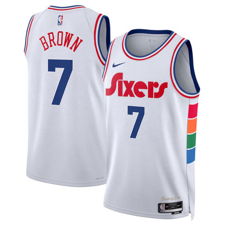 44b275ddfdf317838e585127c572bd41.jpeg Youth Philadelphia 76ers #7 Jaylen Brown White Swingman City Edition Jersey