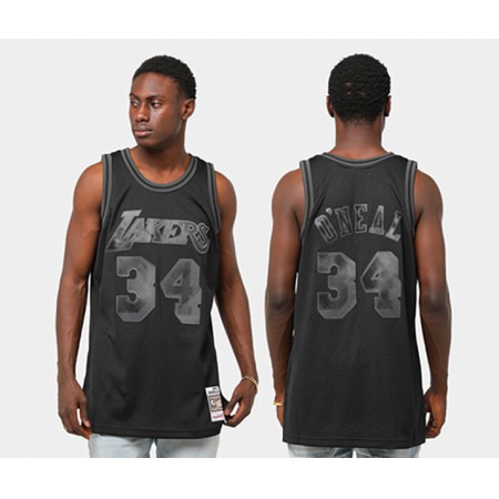 Men's Los Angeles Lakers #34 Shaquille O'Neal Black Stitched NBA Jersey U0T8