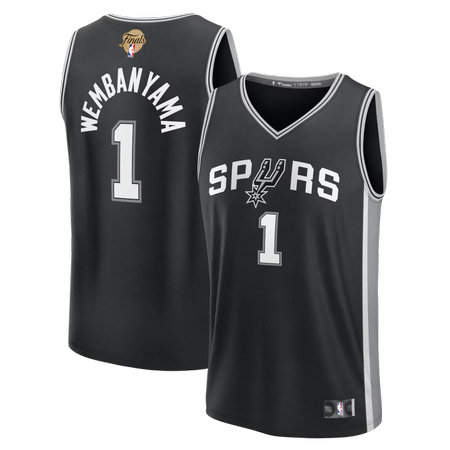 4955cc6530b90296f2b884a15b31ff65.jpeg Youth San Antonio Spurs #1 Victor Wembanyama Black 2026 NBA Finals Patch Fast Break Icon Edition Jersey