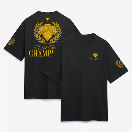 Men's New York Knicks Black 2026 NBA Finals Champions x USA 250th Heavyweight T-Shirt