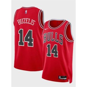 Men's Chicago Bulls #14 Matas Buzelis Red 2024 Draft Icon Edition Stitched Basketball Jersey PCZD