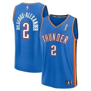 Men's Oklahoma City Thunder #2 Shai Gilgeous-Alexander Blue 2025 NBA Finals Champions Fast Break Replica Player Icon Edition Jersey