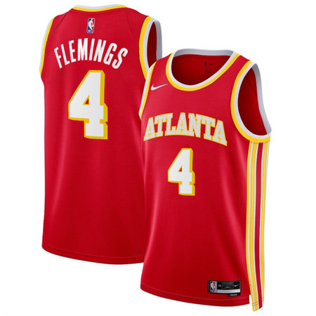 4af14d6a6b64551293ec9b85da9cd4e5.jpeg Men's Atlanta Hawks #4 Kingston Flemings Red 2026 Draft Icon Edition Jersey