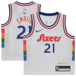 Toddler Philadelphia 76ers #21 Joel Embiid White 2024/25 Swingman City Edition Player Jersey