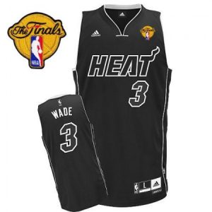 Men's Miami Heat #3 Dwyane Wade Black Shadow Finals Patch NBA Jersey