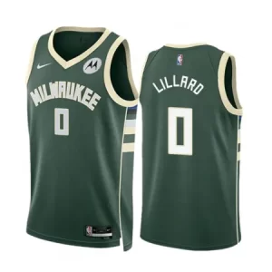 Men's Milwaukee Bucks #0 Damian Lillard Green Icon Edition Stitched Basketball Jersey BMNV