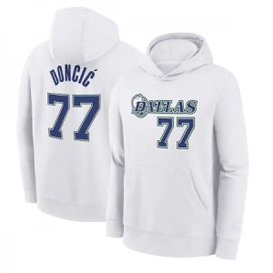 Men's Dallas Mavericks #77 Luka Doncic White Pullover Hoodie DQCG