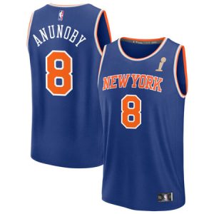 Youth New York Knicks #8 OG Anunoby Blue 2026 NBA Finals Champions Fast Break Icon Edition Jersey