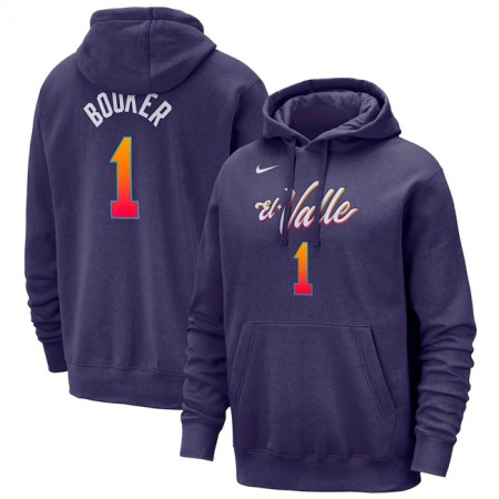 561562c144a4a7b8a49eb29e65764030.jpeg Men's Phoenix Suns #1 Devin Booker Purple 2023/24 City Edition Name & Number Pullover Hoodie