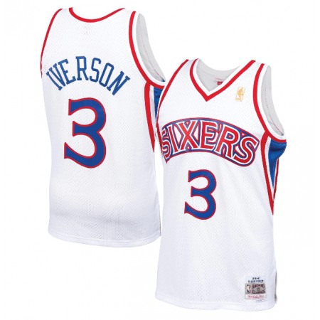 Men's Philadelphia 76ers #3 Allen Iverson White Throwback Stitched Jersey WWYP