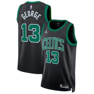 Men's Boston Celtics #13 Paul George Black Statement Edition Basketball Jersey
