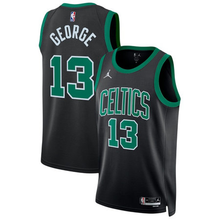 Men's Boston Celtics #13 Paul George Black Statement Edition Basketball Jersey