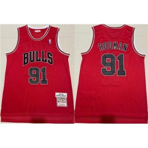 Men's Chicago Bulls #91 Dennis Rodman 1997-98 Red Throwback Stitched Jersey 9RMR