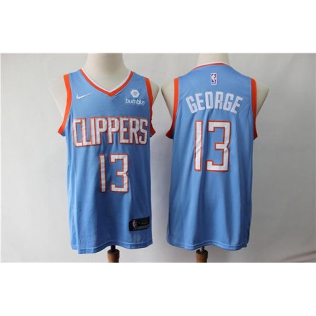 Men's Los Angeles Clippers #13 Paul George Blue Stitched NBA Jersey 5E2T