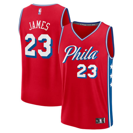 Men's Philadelphia 76ers #23 LeBron James Red Fast Break Statement Edition Jersey