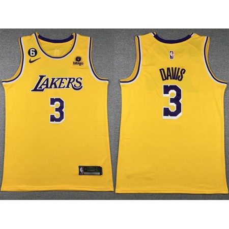 5e8b430a69d3686733e3327d3f6f019d.jpeg Men's Los Angeles Lakers #3 Anthony Davis Yellow Edition With NO.6 Patch Basketball Jersey