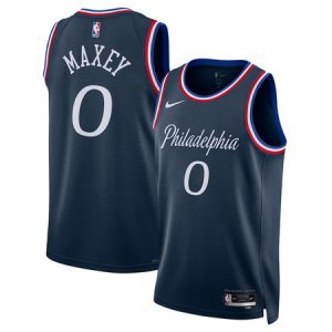 Men's Philadelphia 76ers #0 Tyrese Maxey Nike Navy 2025/26 Swingman City Edition Jersey