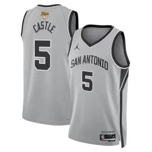 Youth San Antonio Spurs #5 Stephon Castle Silver 2026 NBA Finals Patch Swingman Statement Edition Jersey