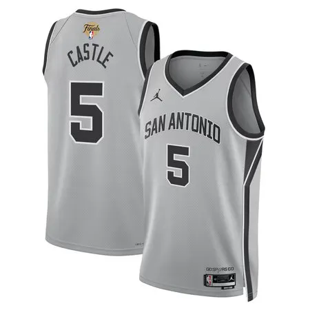 Youth San Antonio Spurs #5 Stephon Castle Silver 2026 NBA Finals Patch Swingman Statement Edition Jersey