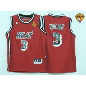 Youth Miami Heat #3 Dwyane Wade Red Hardwood Classics Nights Finals Patch NBA Jersey