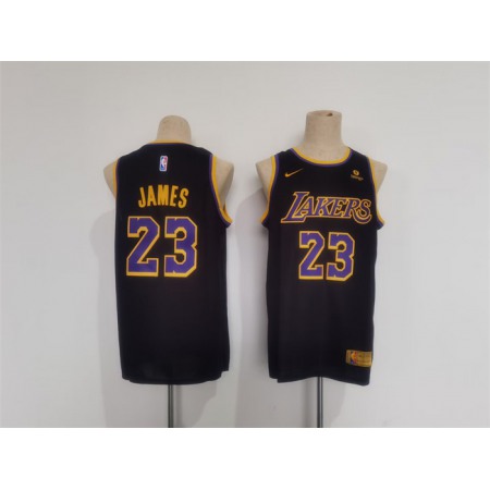 Men's Los Angeles Lakers #23 LeBron James Black Stitched Basketball Jersey 7KXW