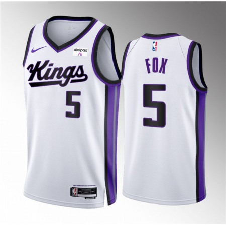 Men's Sacramento Kings #5 De'Aaron Fox White 2023/24 Association Edition Swingman Basketball Jersey
