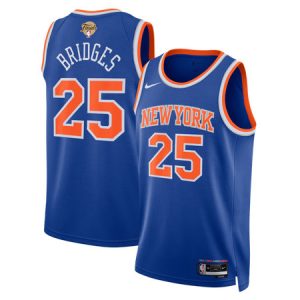 Men's New York Knicks #25 Mikal Bridges Nike Blue 2026 NBA Finals Patch Swingman Icon Edition Jersey