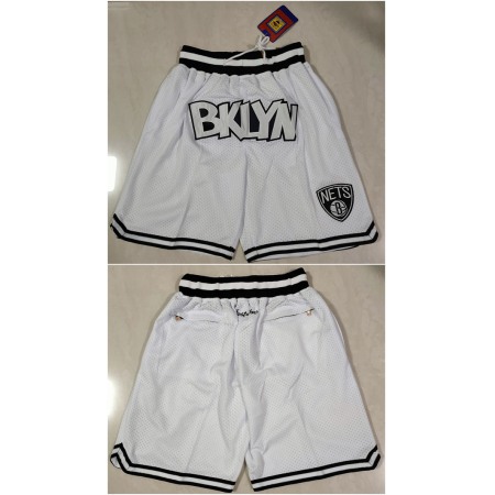 Men's Brooklyn Nets White Shorts (Run Small) VO1B