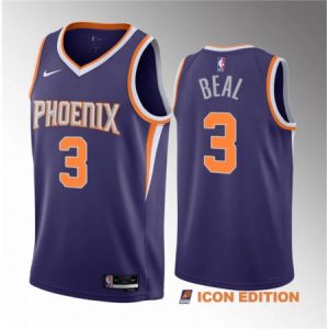 Men's Phoenix Suns #3 Bradley Beal Purple Icon Edition Stitched Basketball Jersey X7NB
