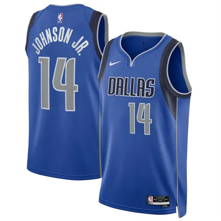 Men's Dallas Mavericks #14 Morez Johnson Jr. Blue 2026 Draft Icon Edition Jersey