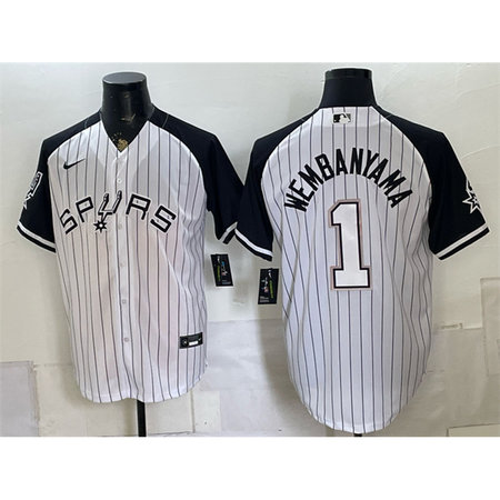 Youth San Antonio Spurs #1 Victor Wembanyama White Baseball Jersey