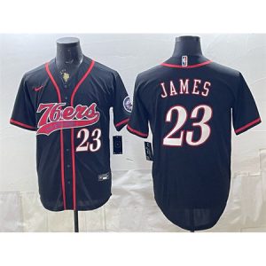 Youth Philadelphia 76ers #23 LeBron James Black Cool Base Baseball Jersey
