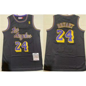 Men's Los Angeles Lakers #24 Kobe Bryant Black Throwback basketball Jersey 1ZJX