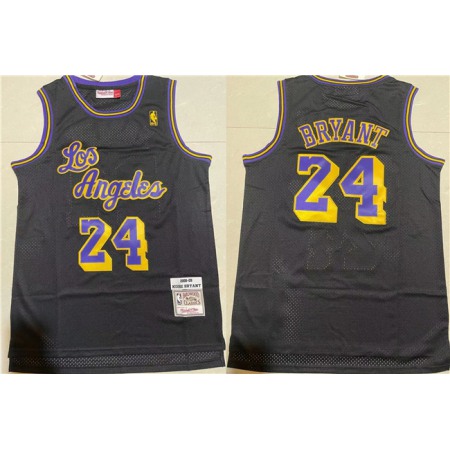 Men's Los Angeles Lakers #24 Kobe Bryant Black Throwback basketball Jersey 1ZJX