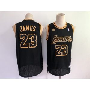 Men's Los Angeles Lakers #23 LeBron James Black Stitched Jersey NKPA