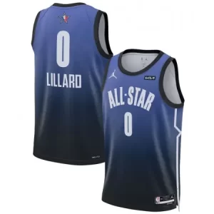 Men's 2023 All-Star #0 Damian Lillard Blue Game Swingman Stitched Basketball Jersey RA30