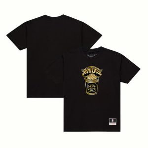 Men's New York Knicks Black 2026 NBA Finals Champions Gold Coffee Cup T-Shirt