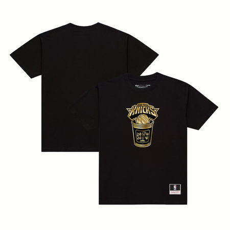 Men's New York Knicks Black 2026 NBA Finals Champions Gold Coffee Cup T-Shirt
