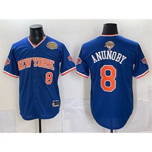 Youth New York Knicks #8 OG Anunoby Royal 2026 Finals & Eastern Conference Champions Patch Stitched Baseball Jersey