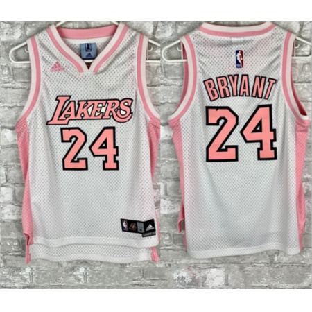 Toddlers Los Angeles Lakers #24 Kobe Bryant Pink Stitched Basketball Jersey ANOP