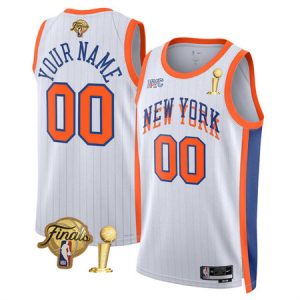 Youth New York Knicks White 2026 Finals Patch And Finals Champions Patch City Edition Stitched Basketball Custom Jersey