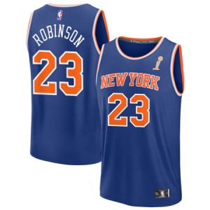 Men's New York Knicks #23 Mitchell Robinson Blue 2026 NBA Finals Champions Fast Break Icon Edition Jersey