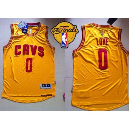Men's Revolution 30 Cleveland Cavaliers #0 Kevin Love Yellow The Finals Patch Stitched NBA Jersey