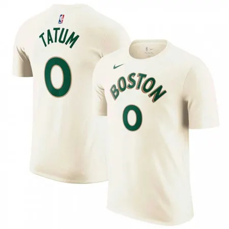 7fc508542515ae536494b1934f5ea3e3.webp Men's Boston Celtics #0 Jayson Tatum Cream 2023/24 City Edition Name & Number T-Shirt