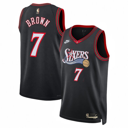 Men's Philadelphia 76ers #7 Jaylen Brown Black Classic Edition Jersey