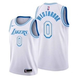 Men's Los Angeles Lakers #0 Russell Westbrook White City Edition Stitched Basketball Jersey WIHY
